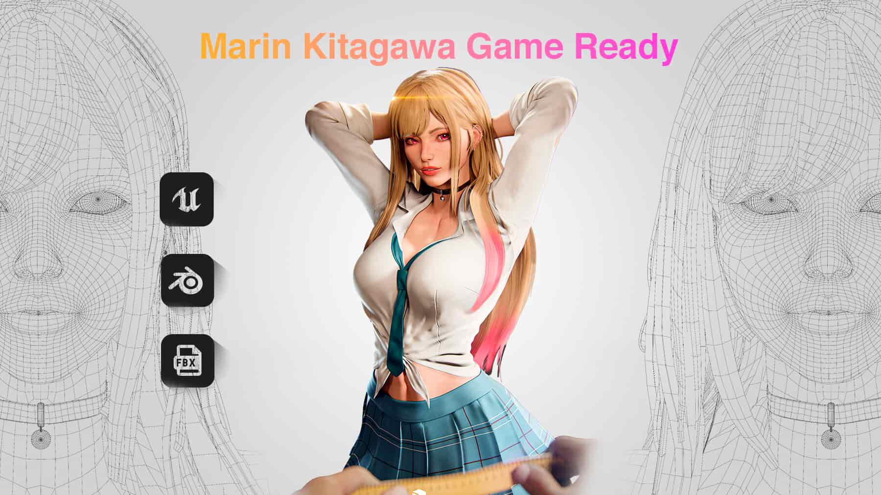 喜多川海梦-My Dress-Up Darling – Marin Kitagawa – Game Ready 3D Model – UE4