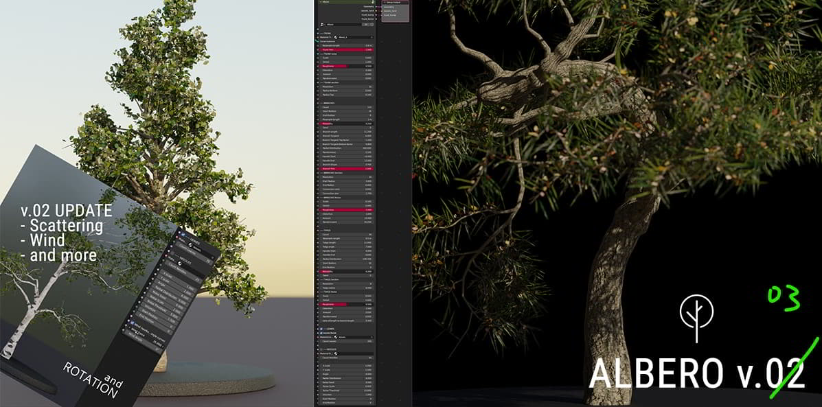 bLender几何节点树木生成器 – Albero – Geometry Nodes-Powered Tree Generator