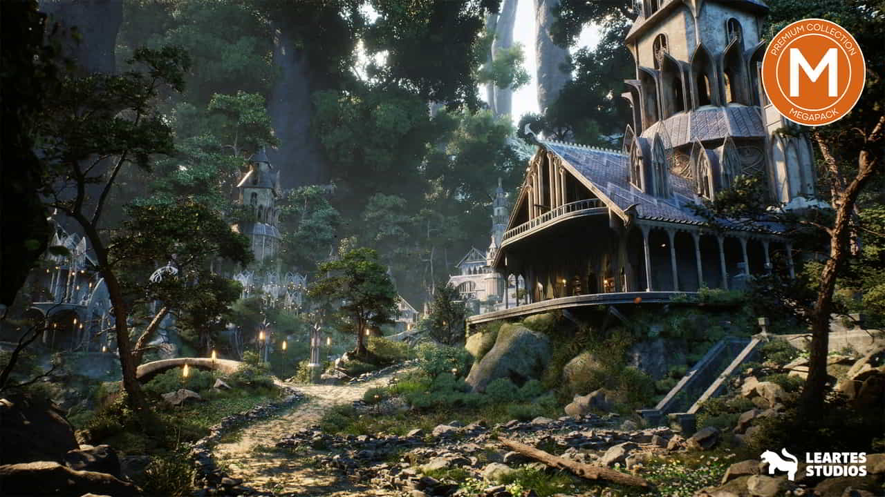 精灵森林城市环境巨量包 – Elvish / Elven City in Forest Environment Megapack