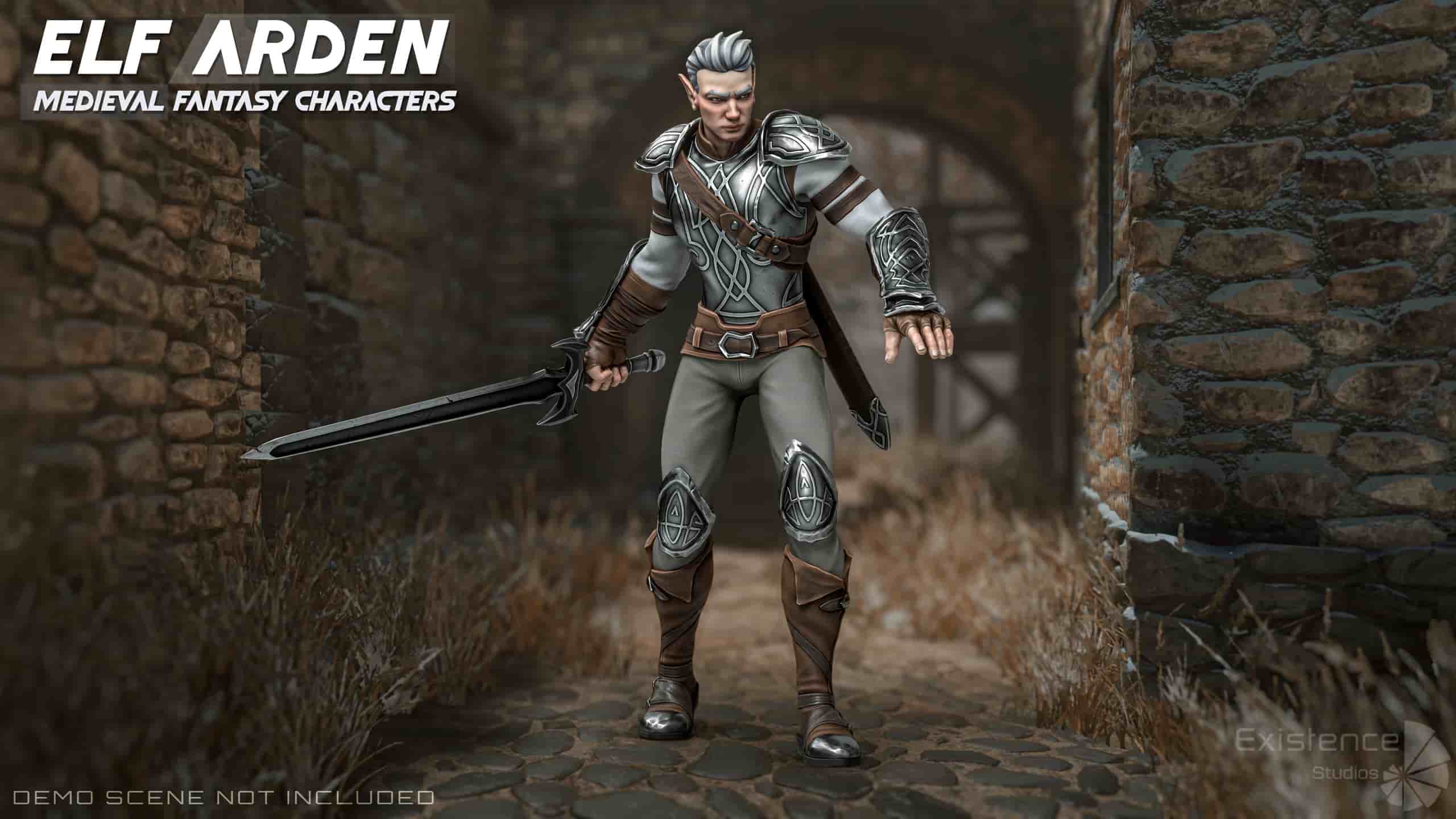 艾尔登 – 风格化中世纪精灵战士 – 动画RPG角色英雄 – #56 – Elf Arden – Stylized Medieval Elven Warrior – Animated RPG Character Hero – #56