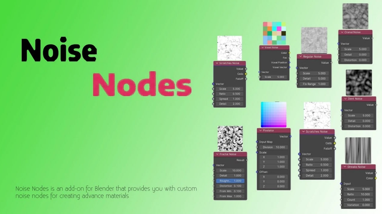 blender噪声节点插件 – Noise Nodes v0.5.0
