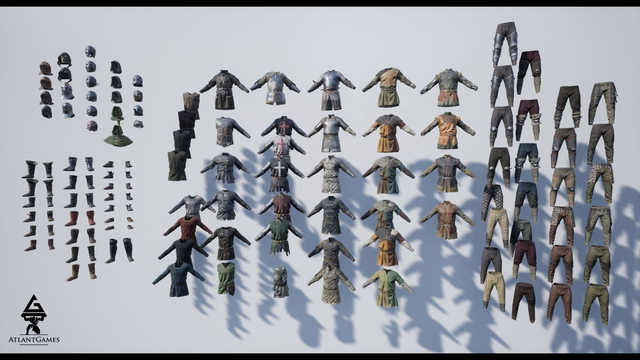 模块化中世纪盔甲与服装 – ROG Modular Medieval Armor and Cloth