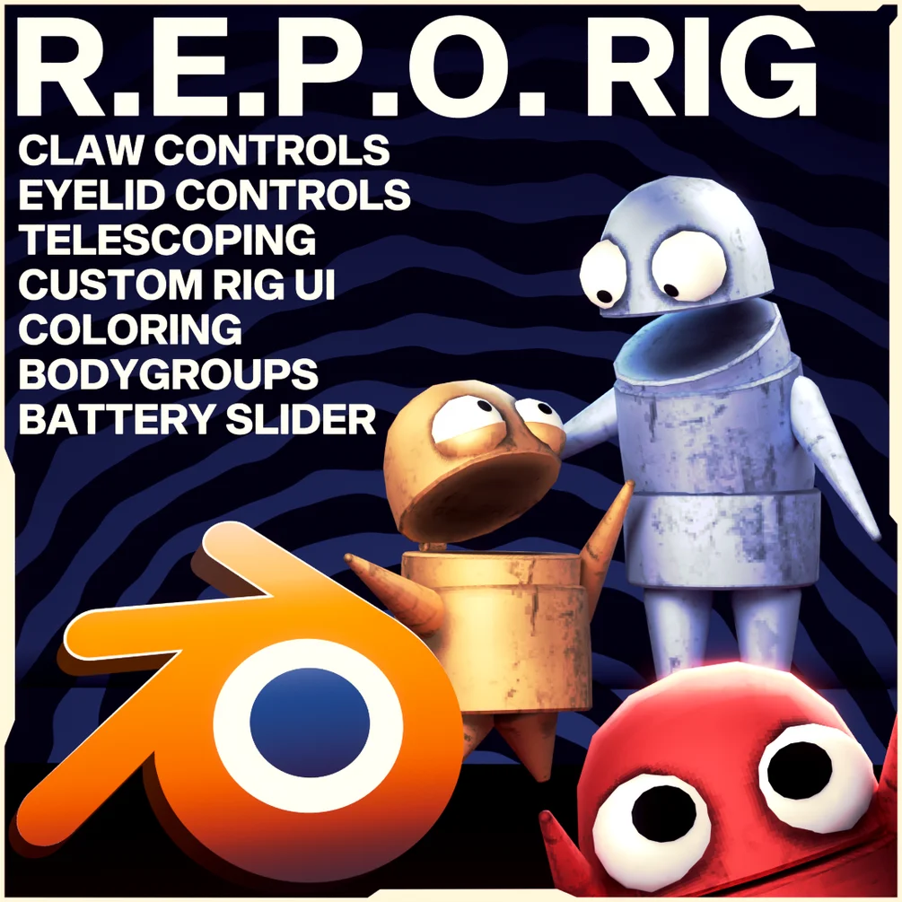 blender半机器人骨骼绑定插件 – R.E.P.O. SemiBot Rig v1.1