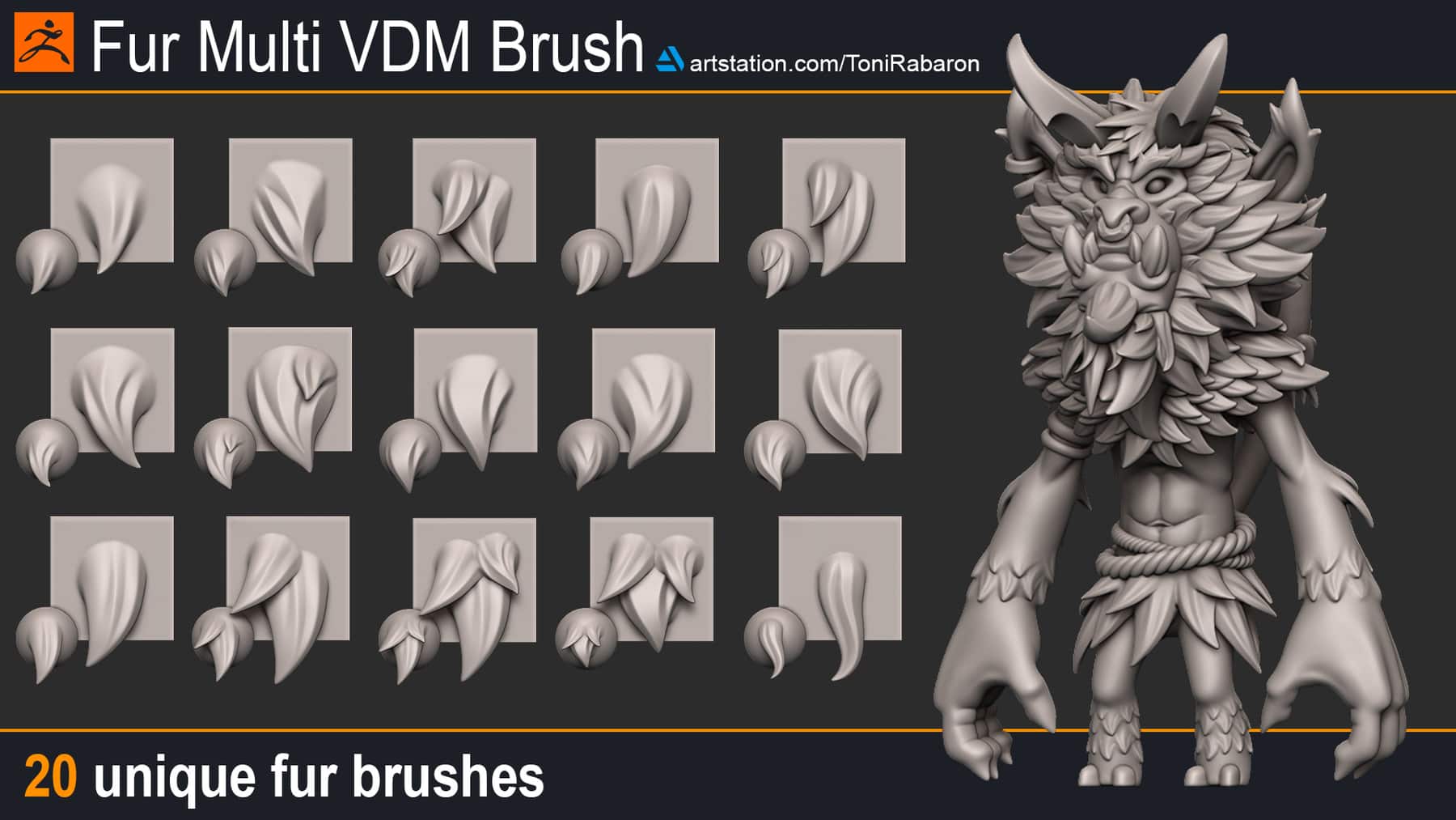卡通毛发多功能VDM笔刷 – Fur Multi VDM Brush