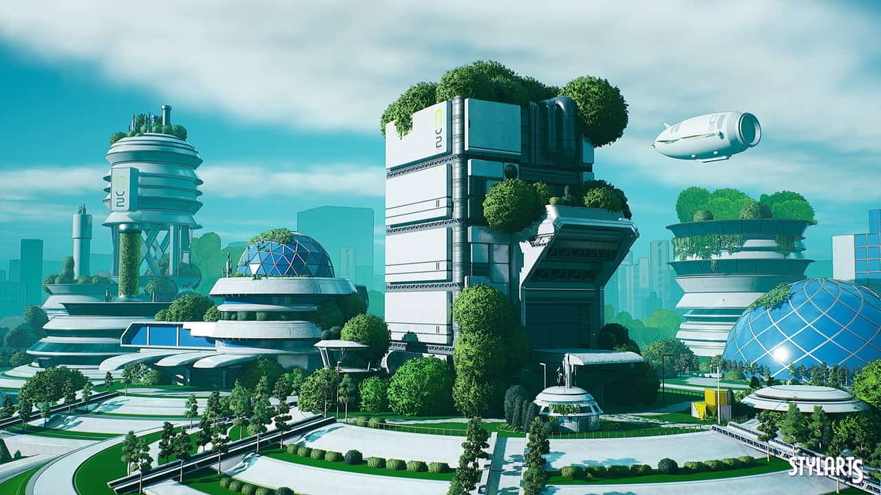 风格化太阳朋克城市 – Stylized Solarpunk City