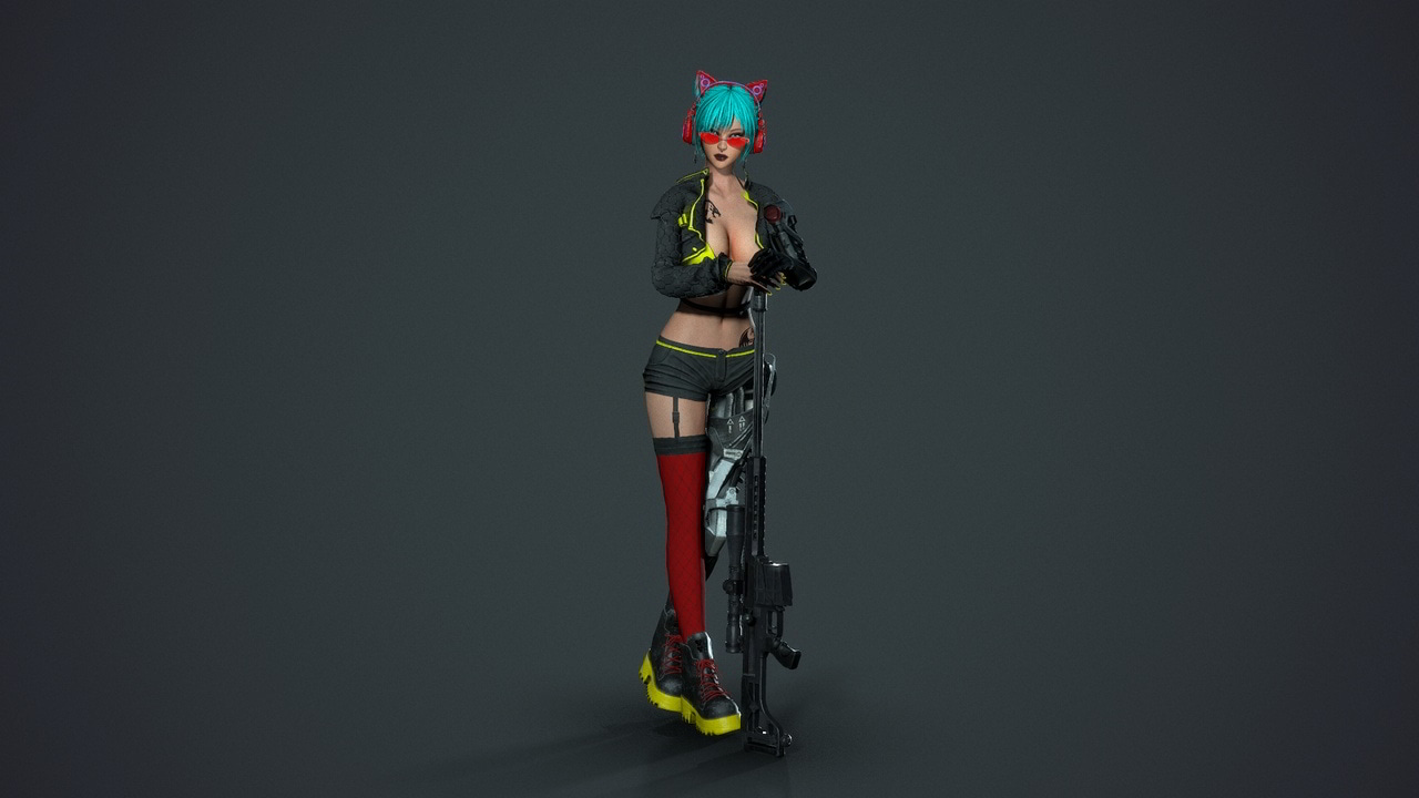 赛博朋克狙击手女孩 – Cyberpunk Sniper Girl