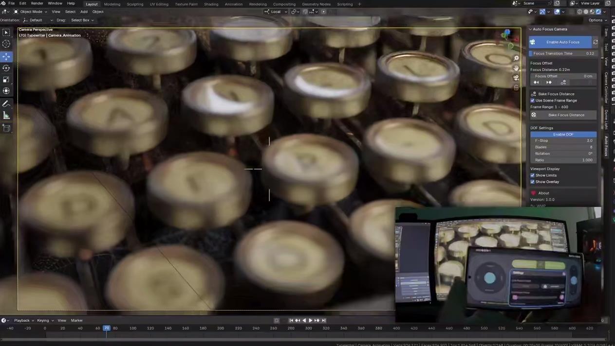 blender相机自动对焦插件 – Auto Focus Camera v1.0.0 Beta