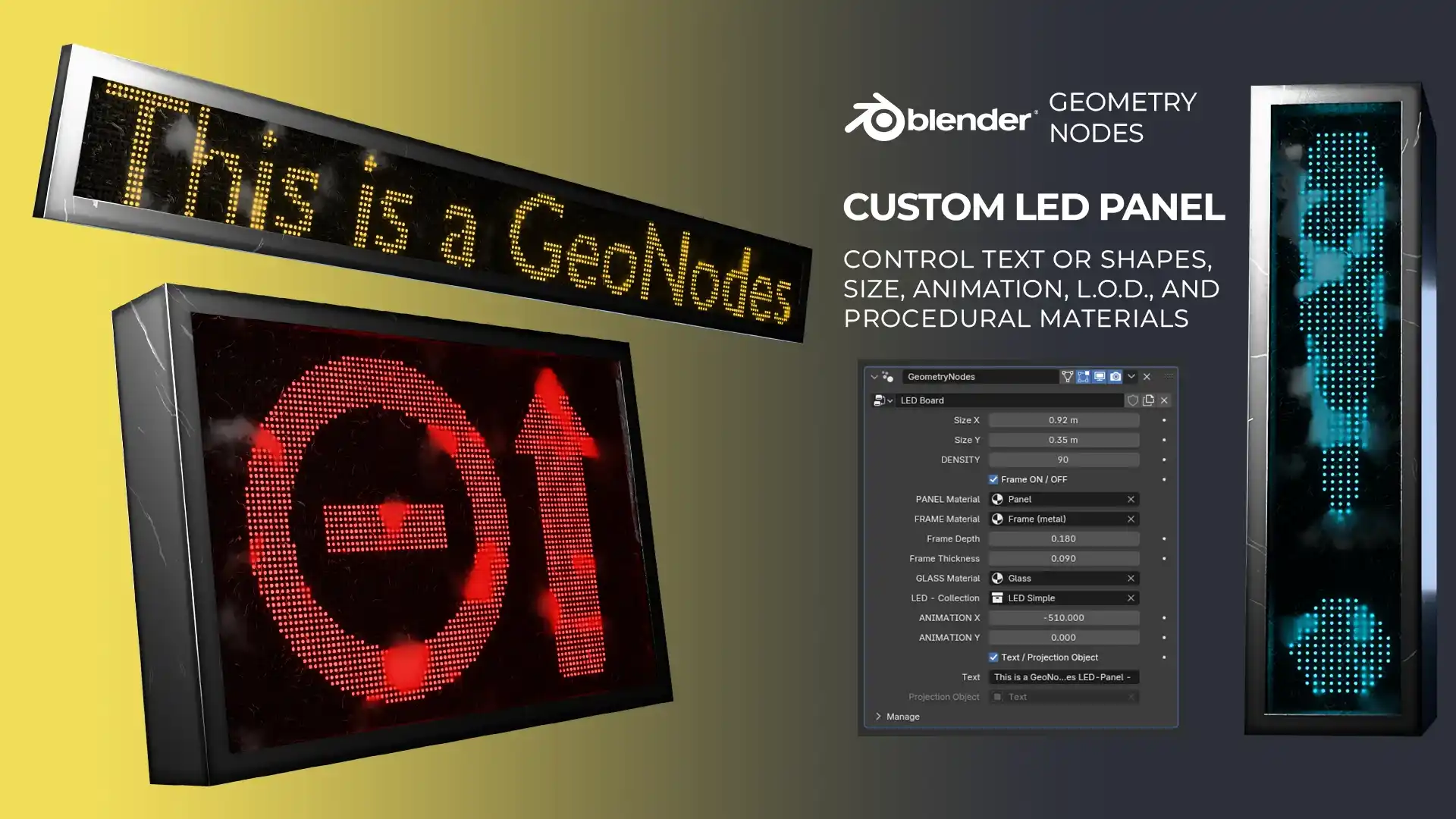可定制LED面板 – Geometry Nodes LED Panel