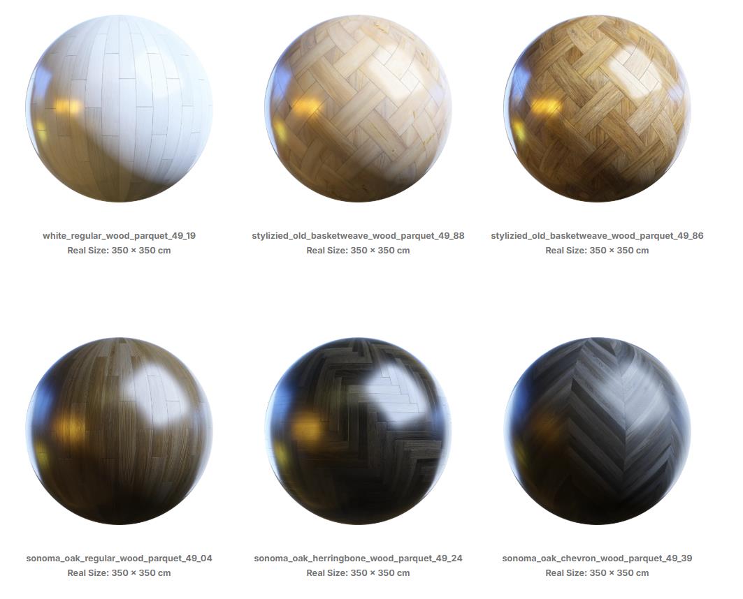 木质拼花地板材质包 – Wooden Parquets PBR Materials