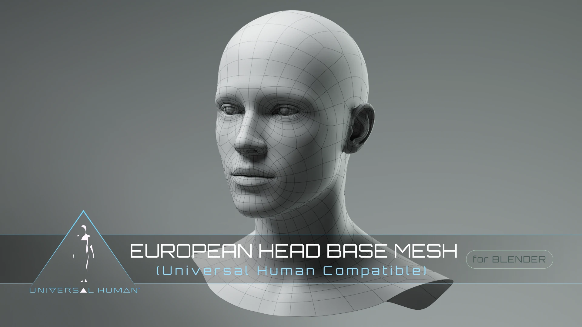 通用人类 – 欧洲头部基础模型 v3.0 – Universal Human – European Head Base Mesh v3.0