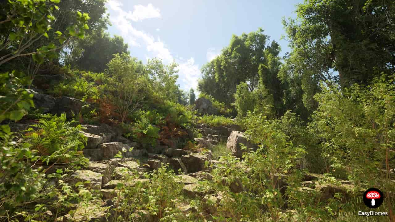 PCG 生物群落:杨树森林(交互式 foliage、树木、风力系统、自然场景) – PCG Biome: Forest Poplar (Interactive Foliage, Trees, Wind System, Nature)