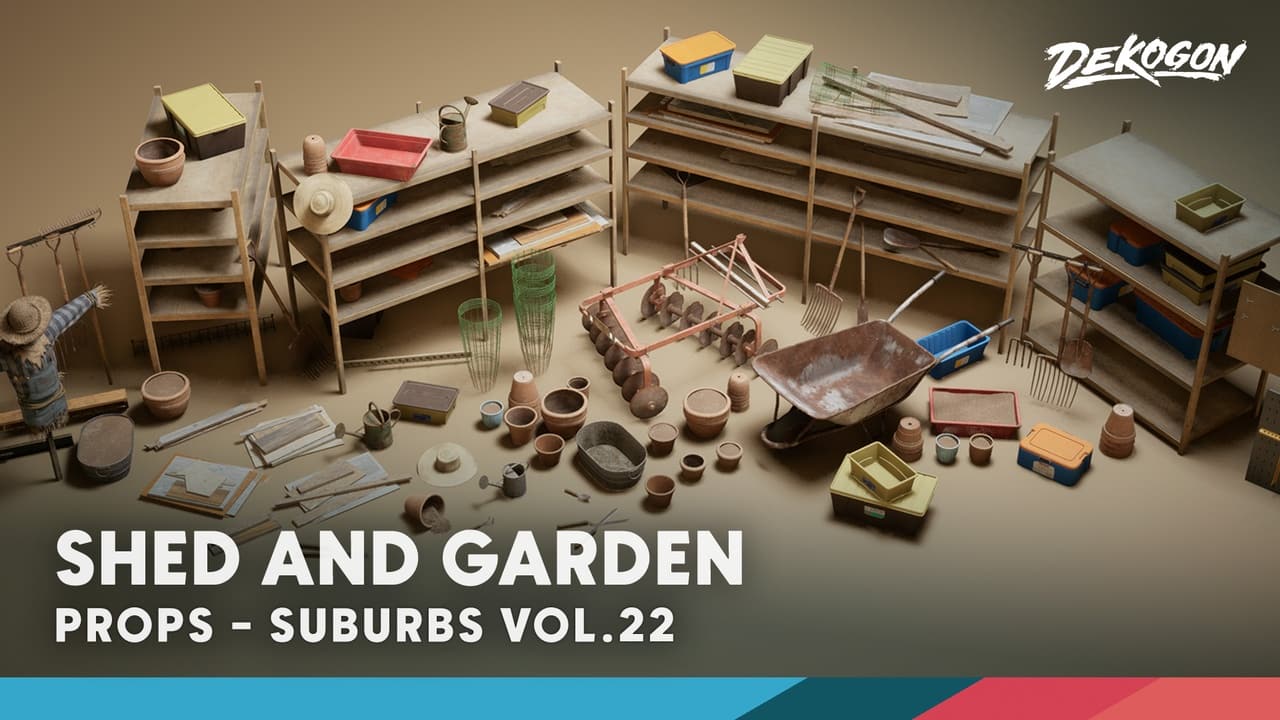 郊区VOL.22 – 棚屋与花园 (Nanite and Low Poly) – Suburbs VOL.22 – Shed & Garden (Nanite and Low Poly)