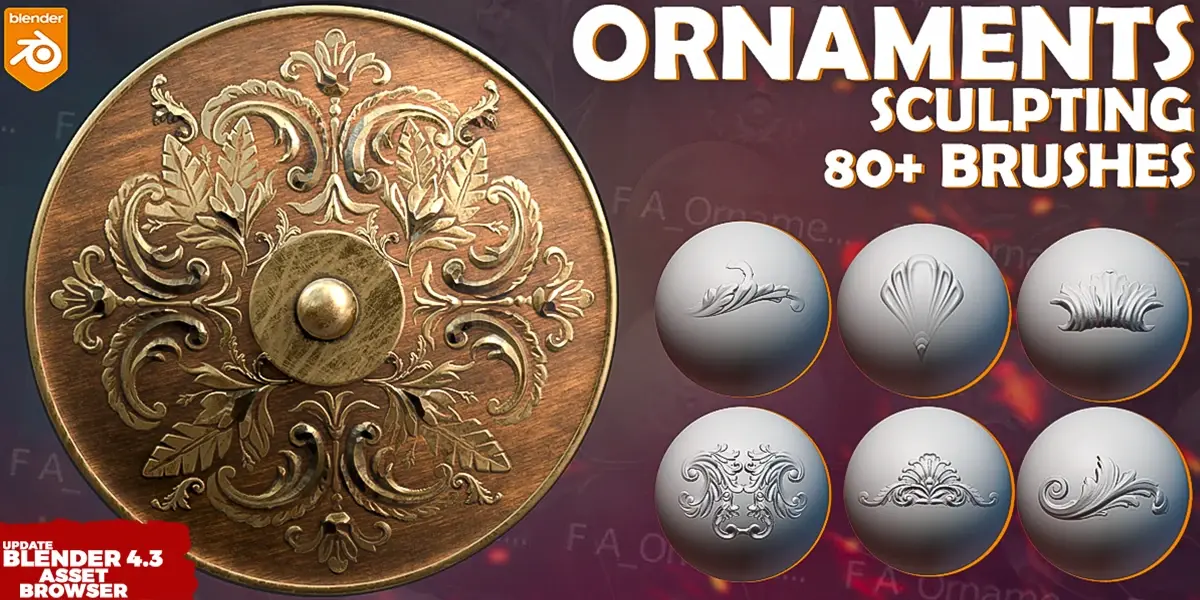 Blender装饰雕刻笔刷 – Blender Ornaments Brushes