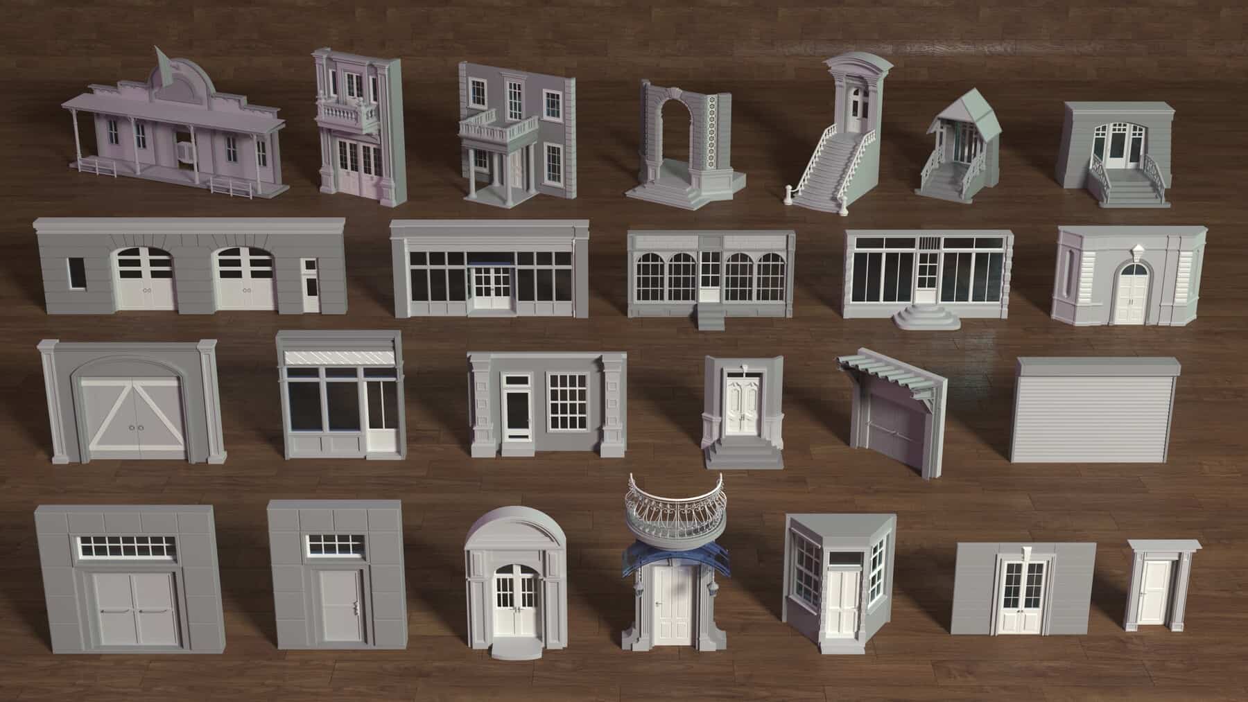 建筑立面集合1 – Building Facade Collection 1 – 25 pieces