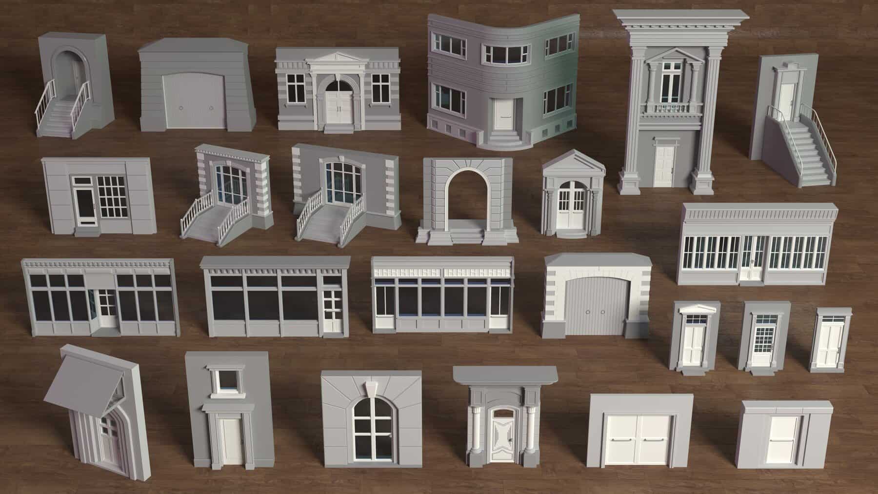 建筑立面集合2 – Building Facade Collection 2 – 25 pieces