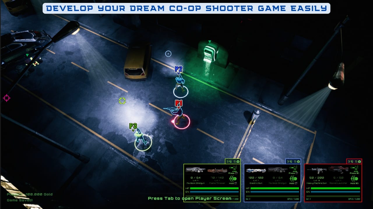 防御者合作俯视角射击游戏模板V3 – Defender: Co-Op Top-Down Shooter V3