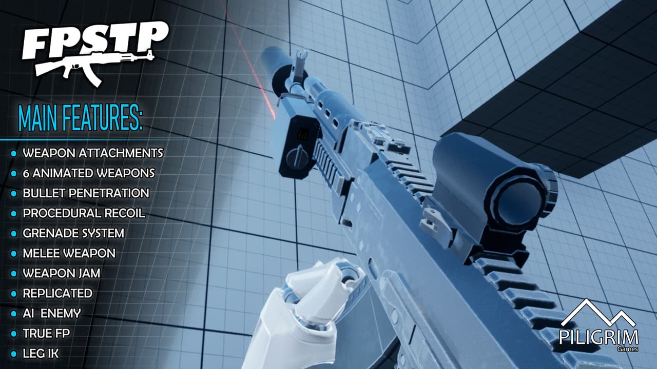 第一人称射击游戏模板包3.3 – First Person Shooter Template Pack (FPSTP) 3.3 — Advanced FPS Kit for UE5