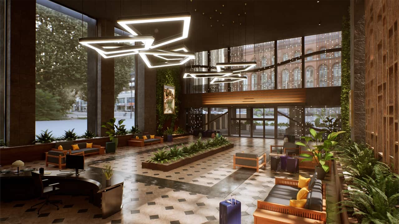 酒店大堂环境 – Hotel Lobby Environment (Motel Lobby Lounge Reception)