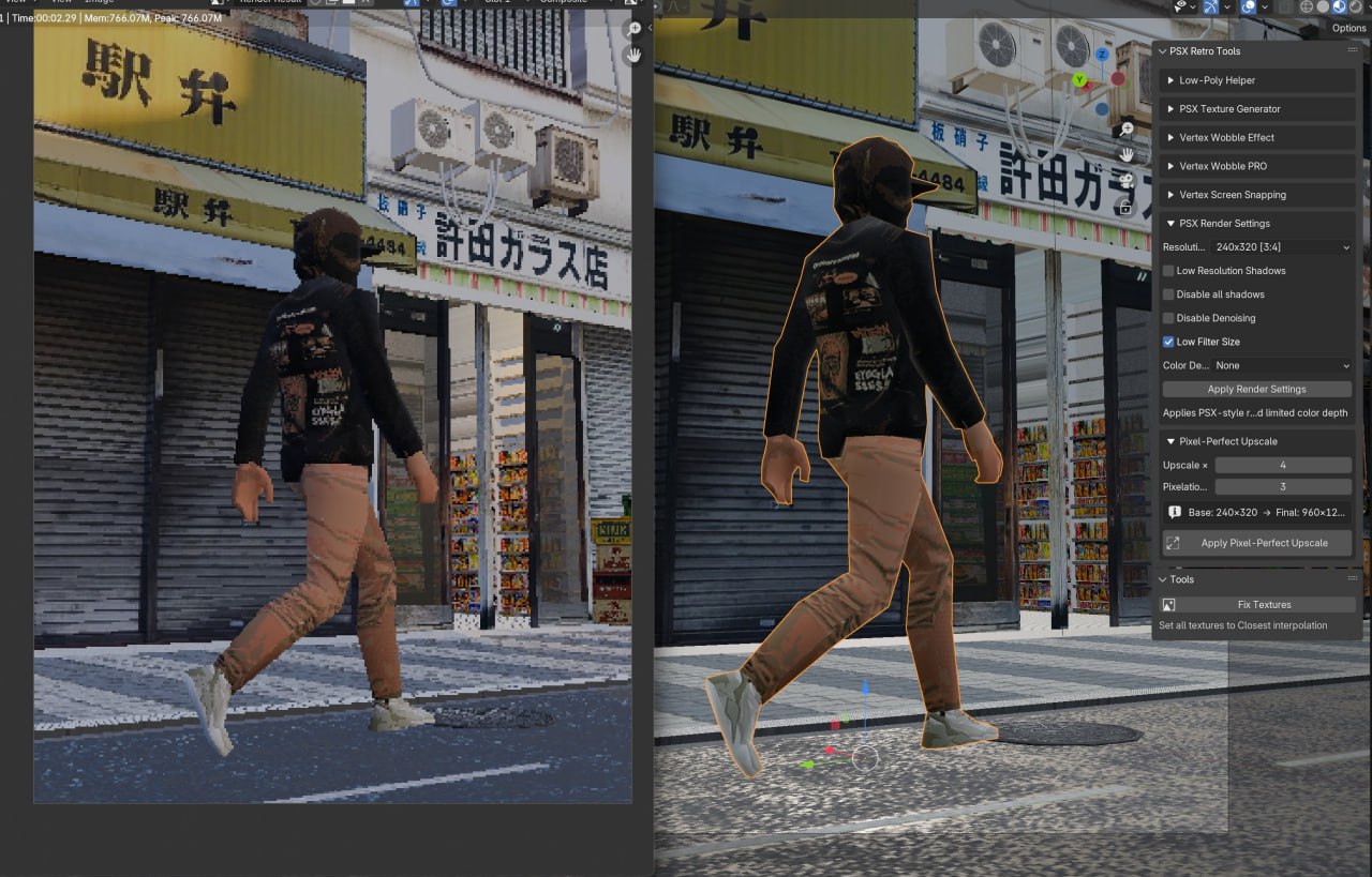 PSX复古工具包 – PSX Retro Tools for Blender v1.0.0