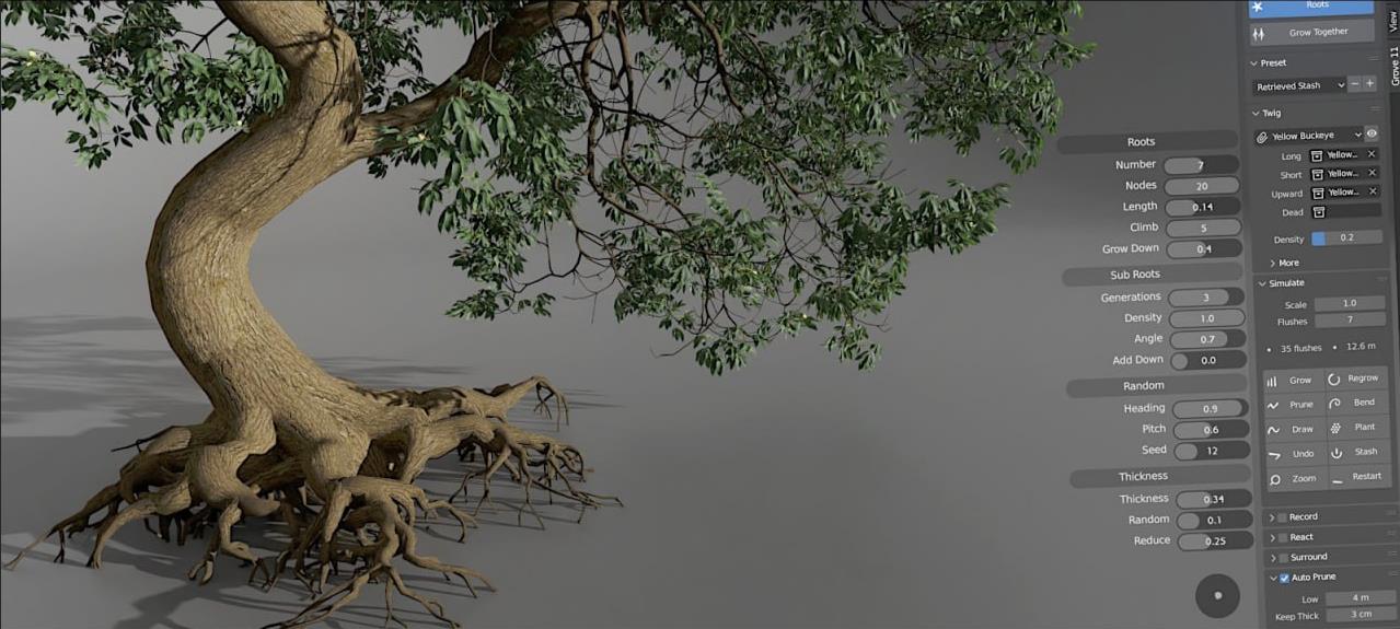 blender 树木生长模拟插件 – The Grove v1.1 + Full Twigs Library
