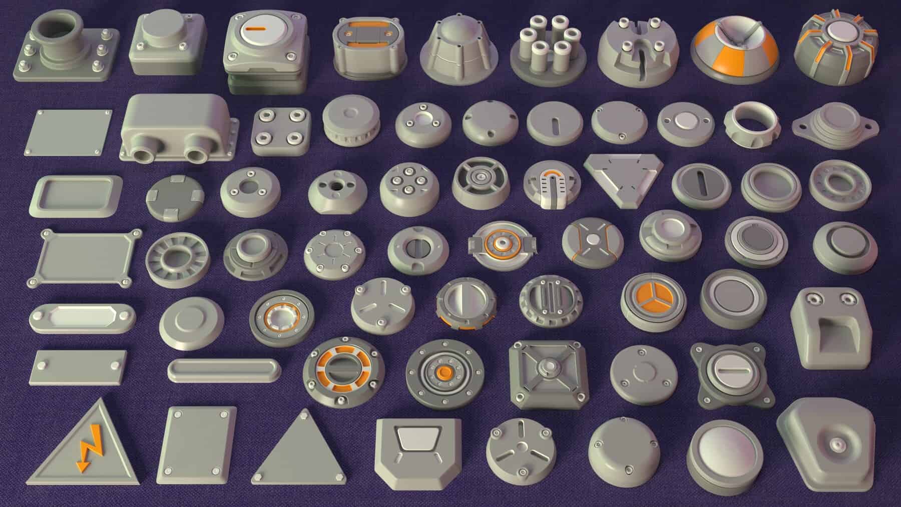 工业模型套装7 – 65个组件 – Industrial Kitbash-7 – 65 pieces