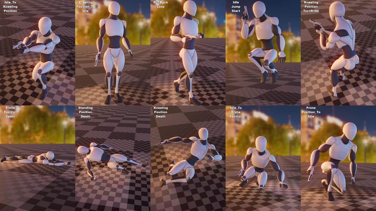 女性手枪移动动画集 – Female Movement Pistol