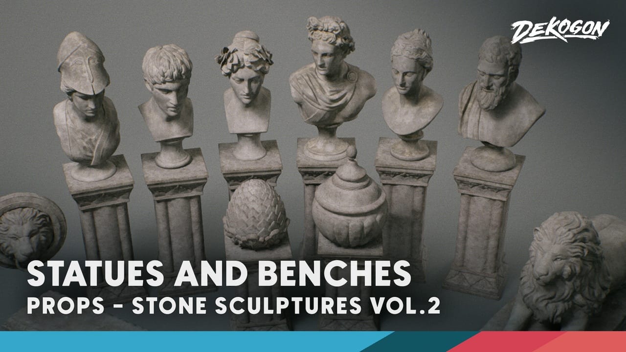 石雕第2卷 – 雕像与长椅 – Stone Sculptures VOL.2 – Statues and Benches (Nanite + Low Poly)