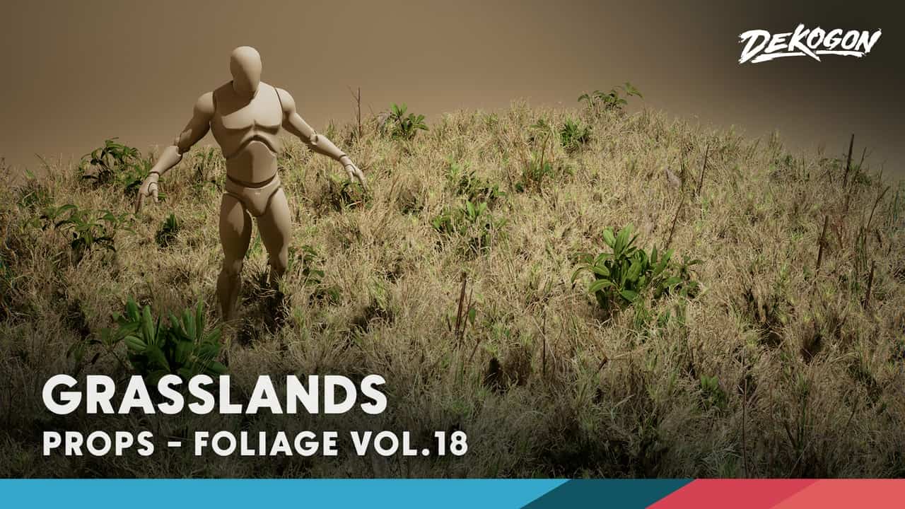 植被资源包 VOL.18 – 草原（低多边形）- Foliage VOL.18 – Grasslands (Low Poly)