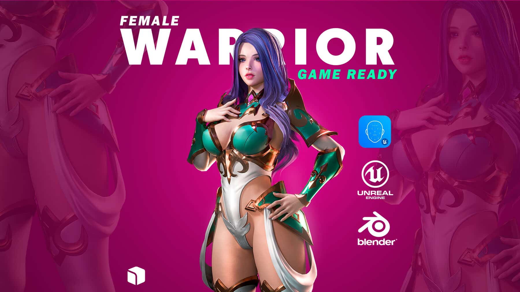 阿祖拉 – 女性骑士战士 – 游戏就绪UE4低多边形3D模型 – Azura – Female Knight Warrior – Game Ready UE4 Low-poly 3D model