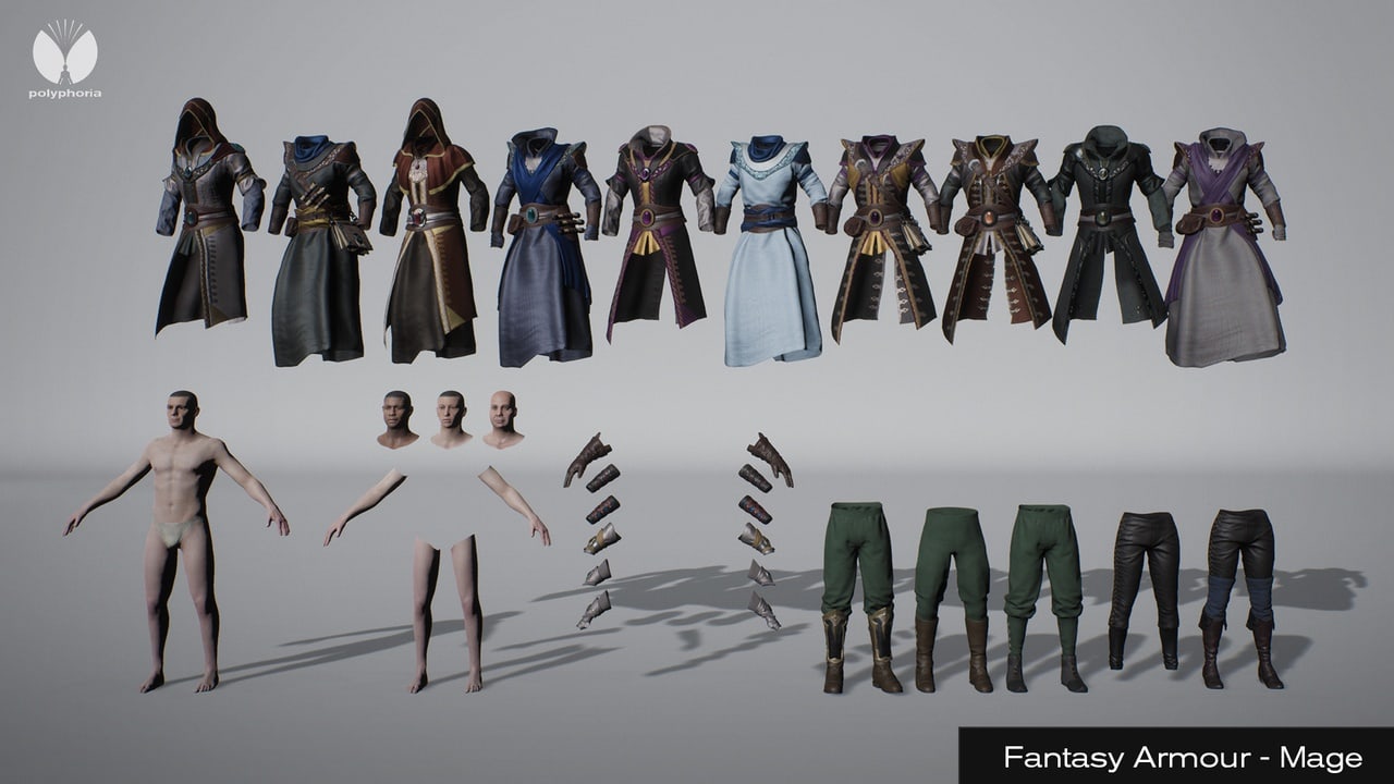 幻想护甲 – 施法者 / 法师 / 术士 / 巫师 – MetaHuman – Fantasy Armour – Caster / Mage / Sorcerer / Wizard – Metahuman