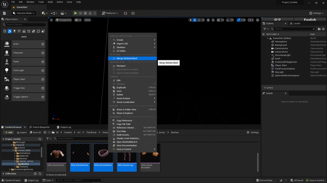 快速合并骨骼网格体 – Quick Merge Skeletal Mesh