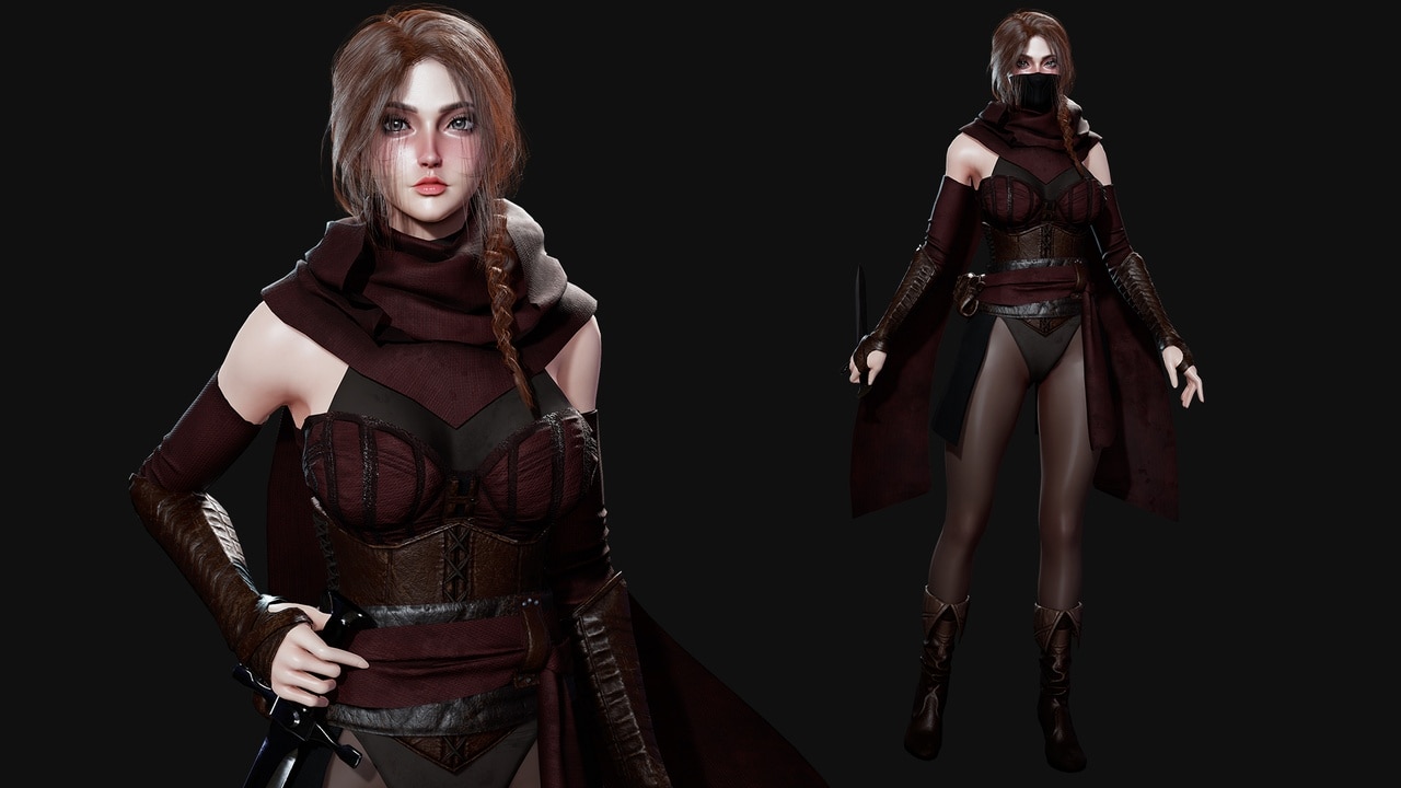 模块化女刺客角色模型 – Assassin Girl Modular