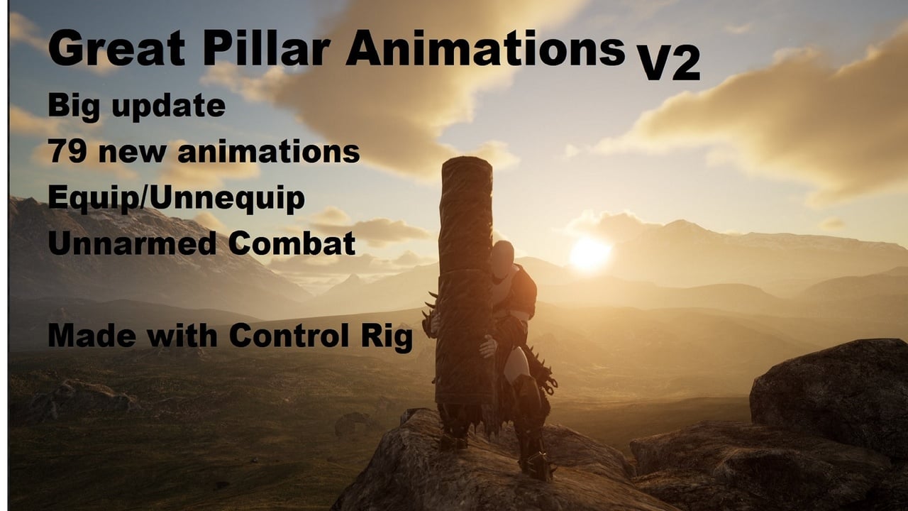 巨型石柱动画集 Control Rig 动作资源 – Great Pillar Animset Control Rig Animations