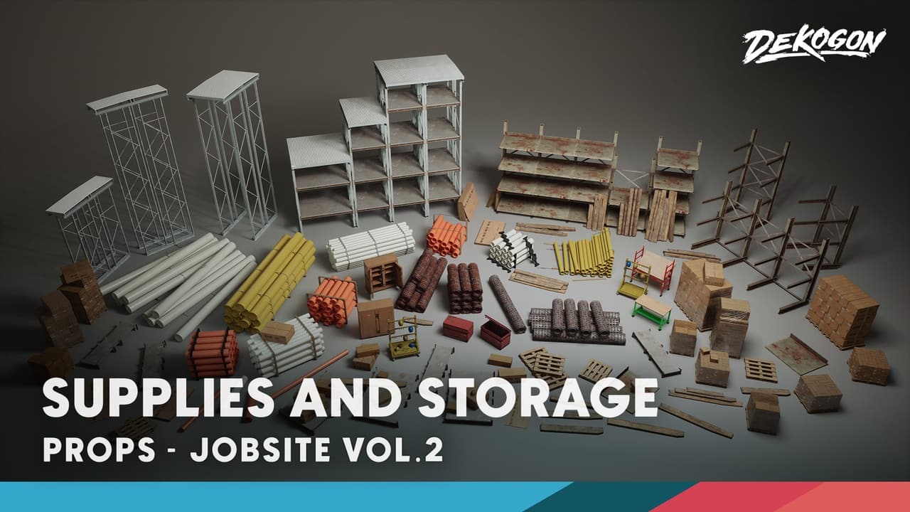 模块化仓储物资资产集VOL.2 双版本Nanite与低多边形模型 – Jobsite VOL.2 – Modular Storage and Supplies (Nanite & Low Poly)