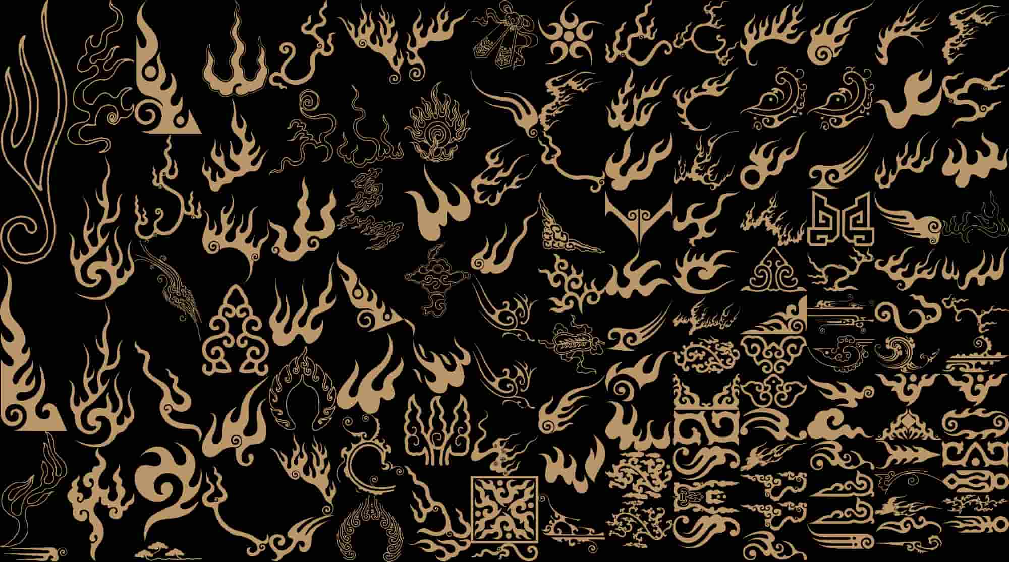 中式古典火焰纹样矢量设计素材包 – Traditional Chinese Flame Pattern Design Assets