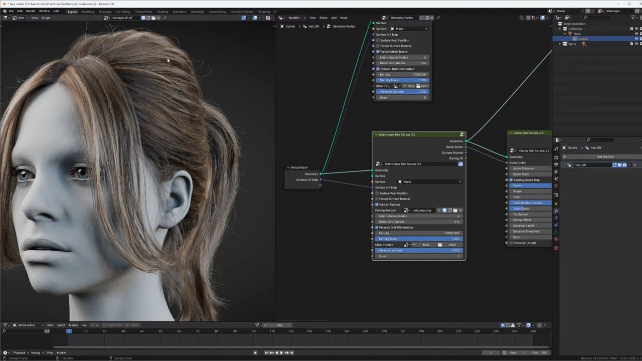 Blender 头发节点组（修改增强版）- Blender hair node groups – modified