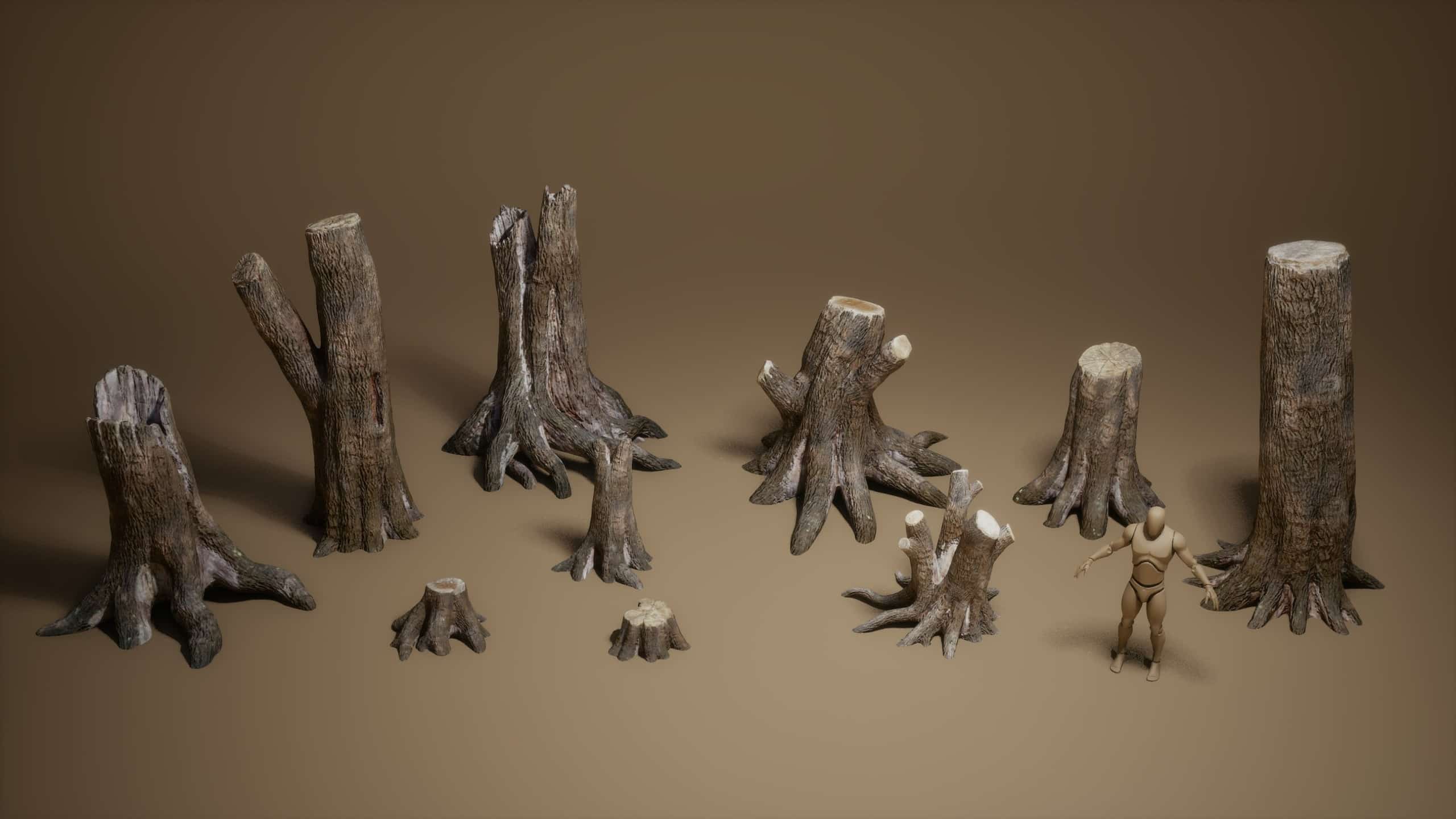 植被资源包 VOL.37 – 树桩 (NANITE + 低模) – Foliage VOL.37- Tree Stumps (NANITE + LOW POLY)
