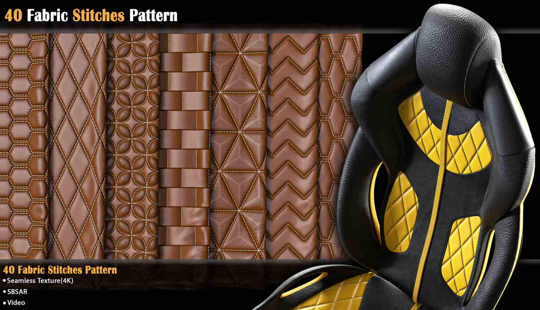 40 种织物缝线图案 – 40 Fabric Stitches Pattern