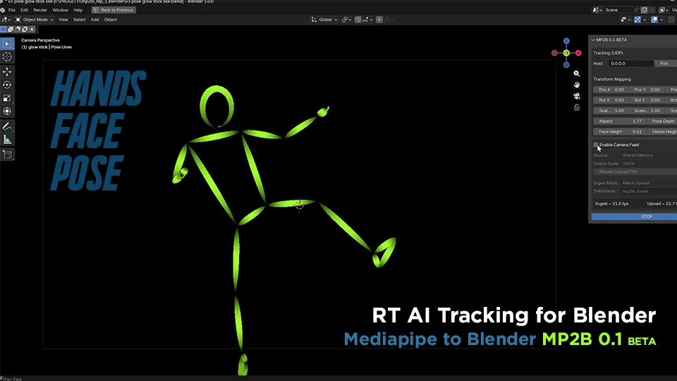 blender 实时 AI 追踪插件 – MP2B v0.1 BETA