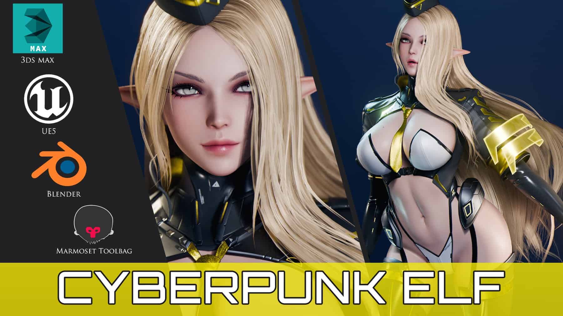 赛博朋克精灵角色 – Ryan Reos – Cyberpunk Elf – Game Ready