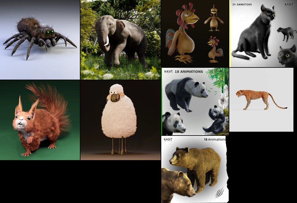 BlenderKit 动物资源包 2 – BlenderKit Animals Pack 2