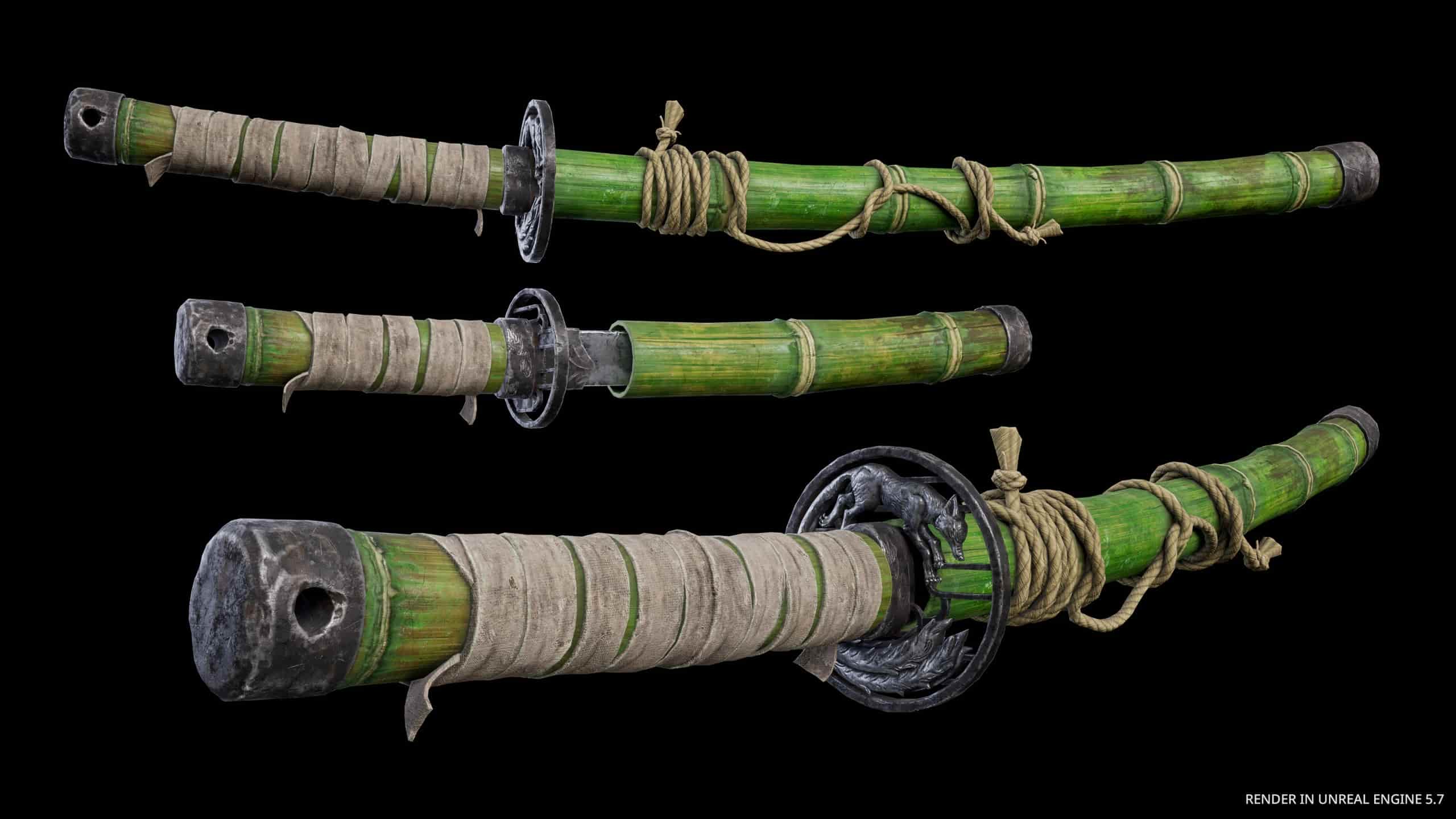 模块化武士刀系列 – 竹与狐妖 – Katana Samurai Sword Modular Pack Bamboo Kitsune