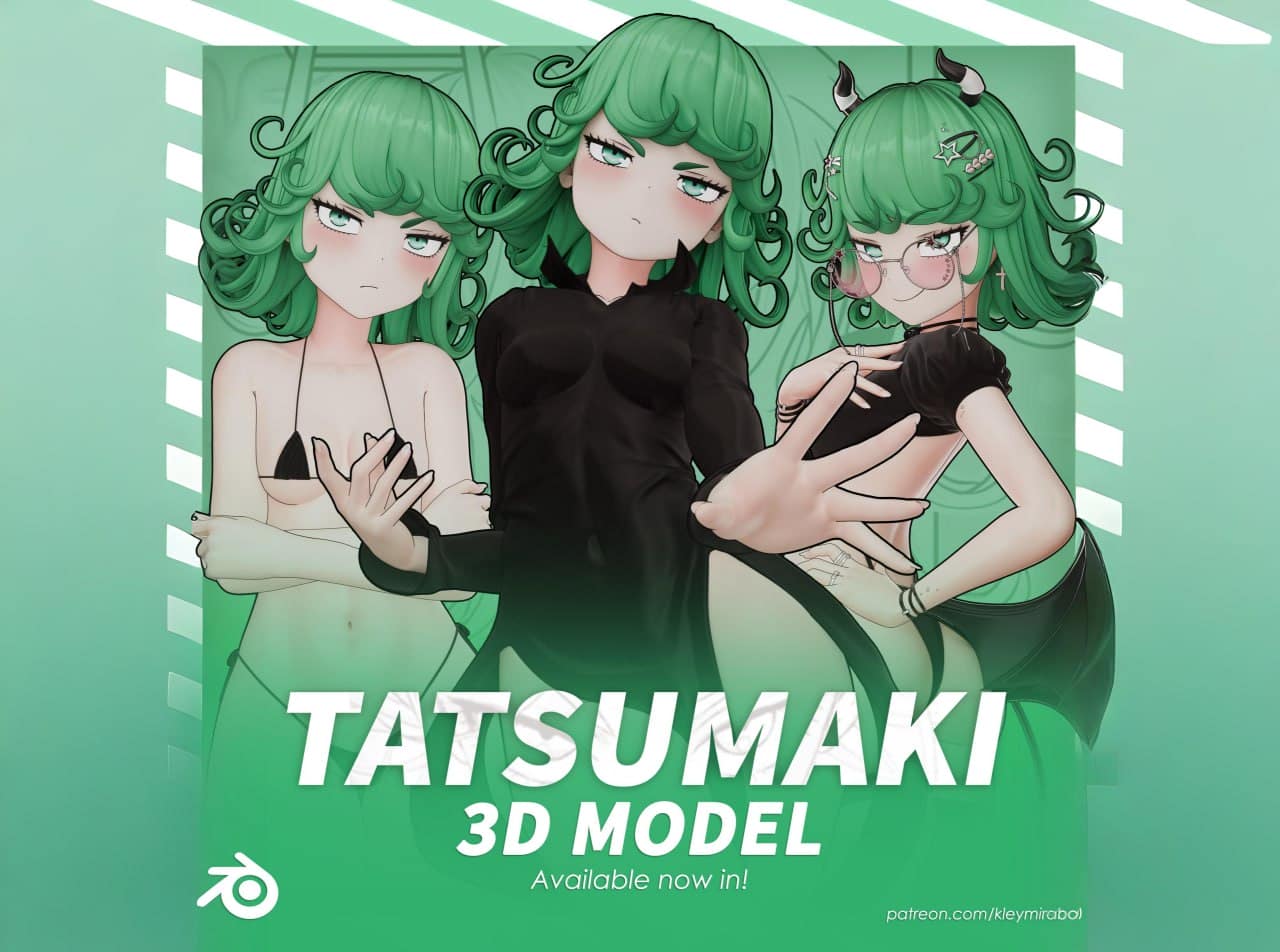 龙卷模型（T姿势 + 服装变体）- Tatsumaki Model (T Pose + Outfit Variations)