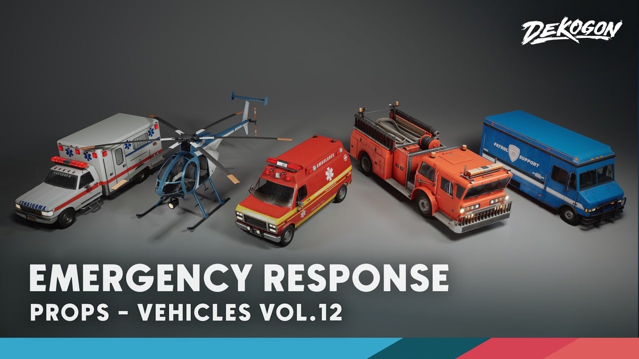 载具第十二卷：应急响应车辆（低多边形）- Vehicles VOL.12 – Emergency Response (Low Poly)