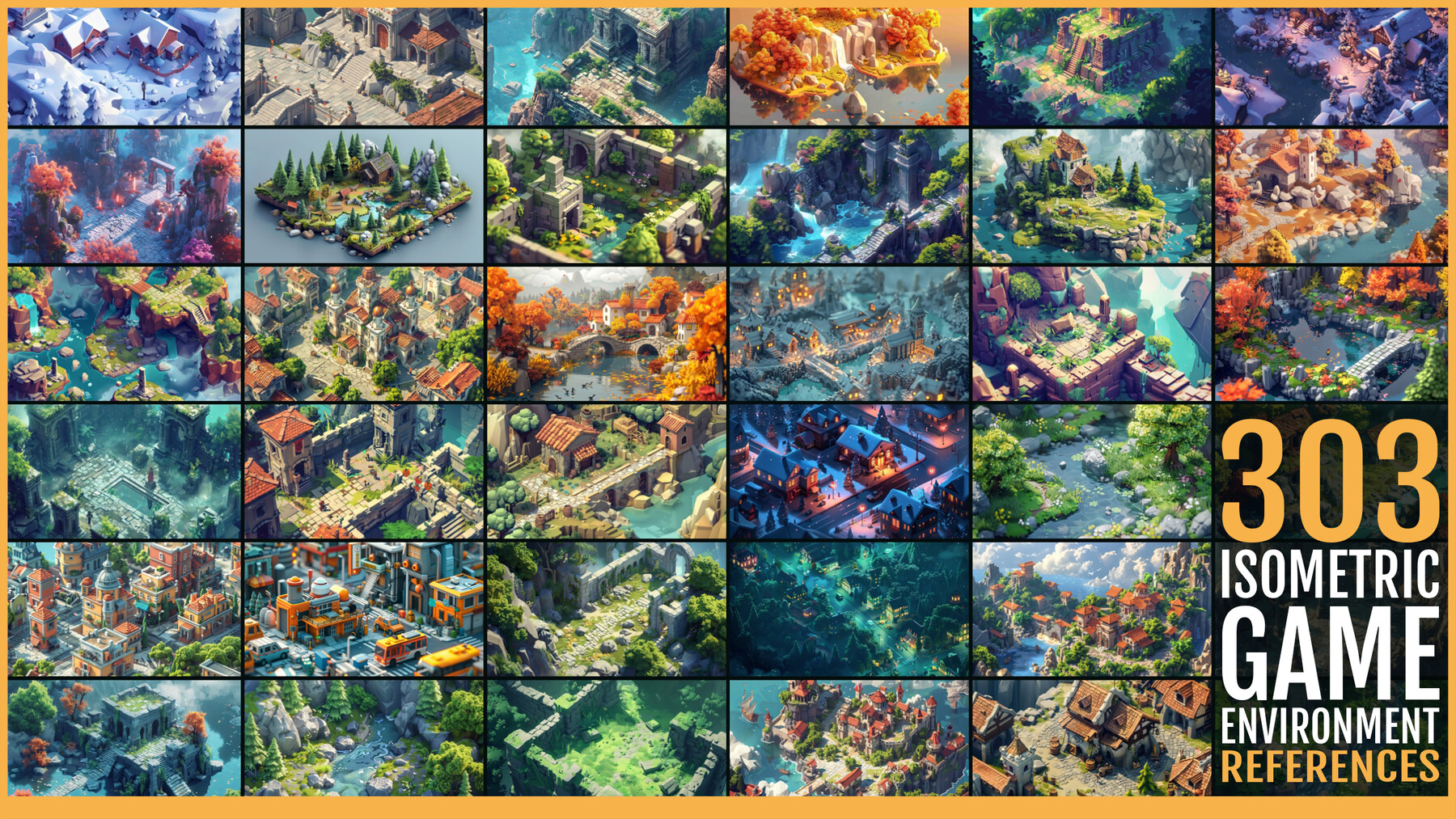 303张等距视角游戏环境参考图集 – 303 Isometric Game Environment