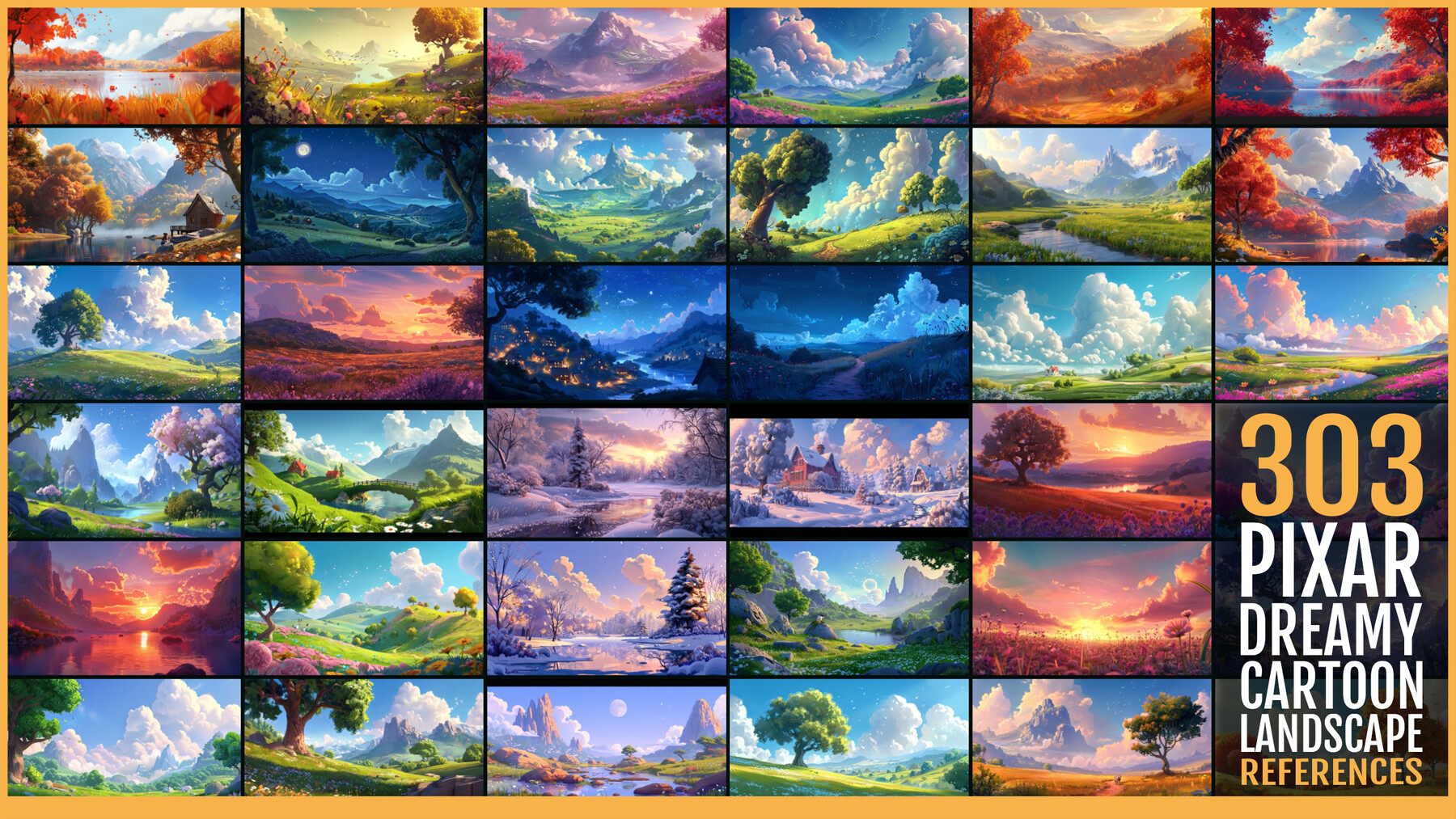 303张皮克斯梦幻卡通风景参考图集 – 303 Pixar Dreamy Cartoon Landscape