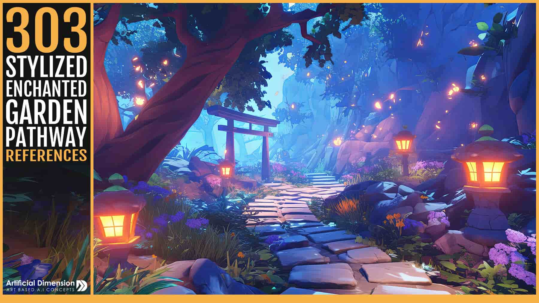 303张风格化魔法花园小径参考图集 – 303 Stylized Enchanted Garden Pathway