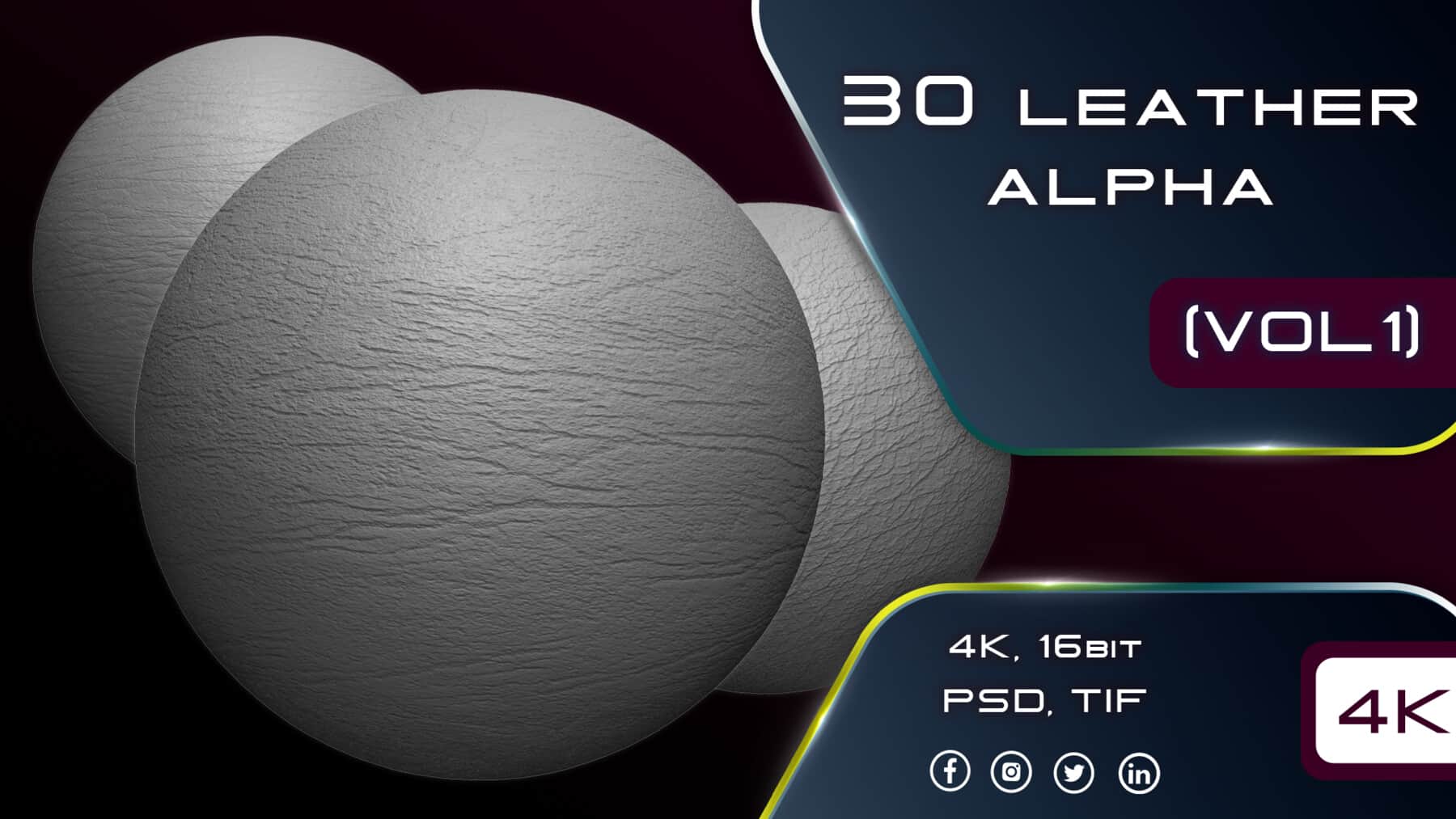 30款皮革Alphas（无缝可平铺 – 第一卷）- 30 Leather Alphas (Seamless and Tileable – Vol 01)