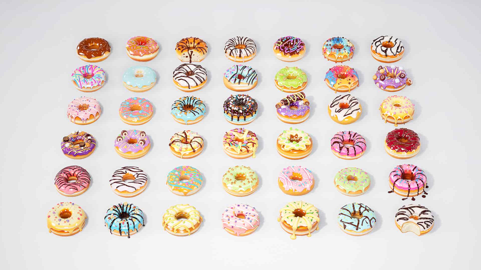 甜甜圈、面包与蛋糕 3D模型 – Donuts, Bread, and Cakes 3D Model