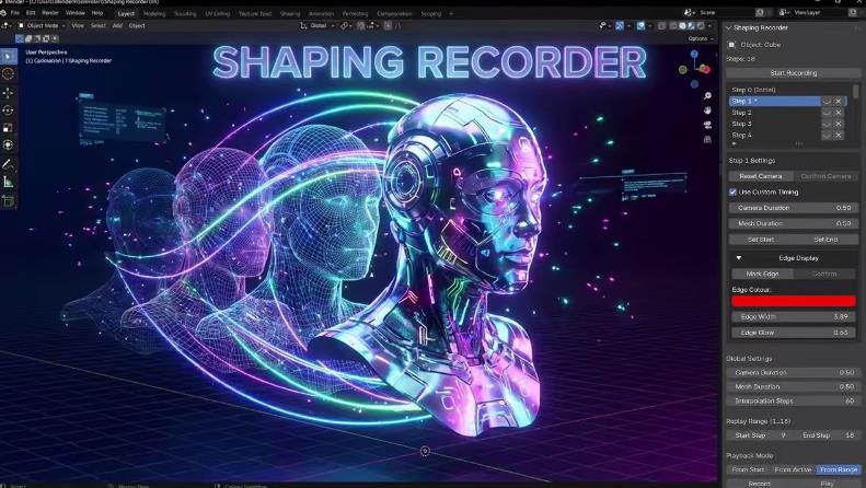 blender网格编辑过程录制与回放插件 – Shaping Recorder v0.7.5